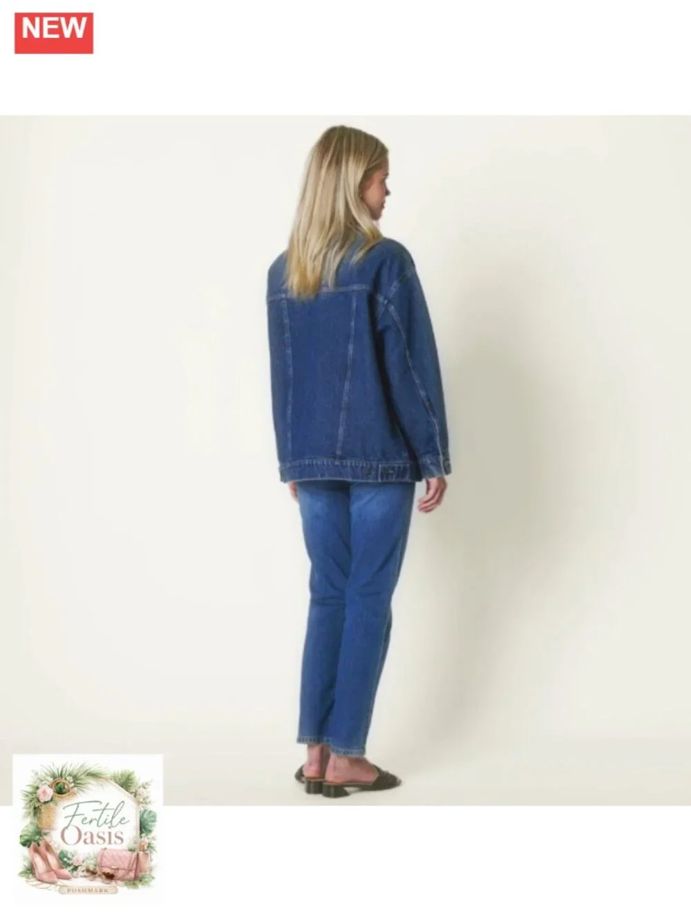 Women's Oversized-Fit Rigid Denim Trucker Jacket Heavyweight Cotton